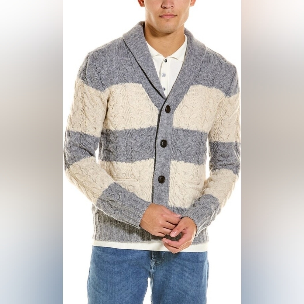 Loft 604 Colorblok Cable Knit Cardigan Size M